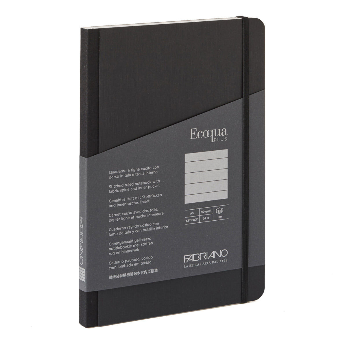 ECOQUA PLUS FABRIC-BOUND A5 LINED BLACK