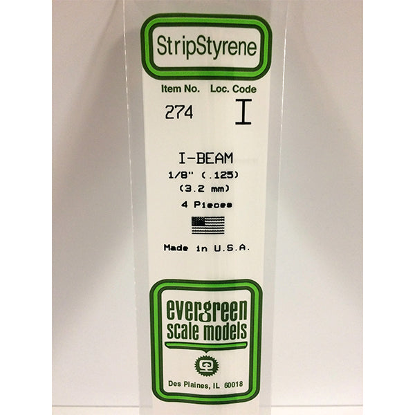 POLYSTYRENE OPAQUE WHITE I-BEAM .125x14&quot; PKG/4