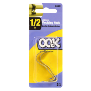 BRASS MOLDING HOOK 1/2&quot; WIDE