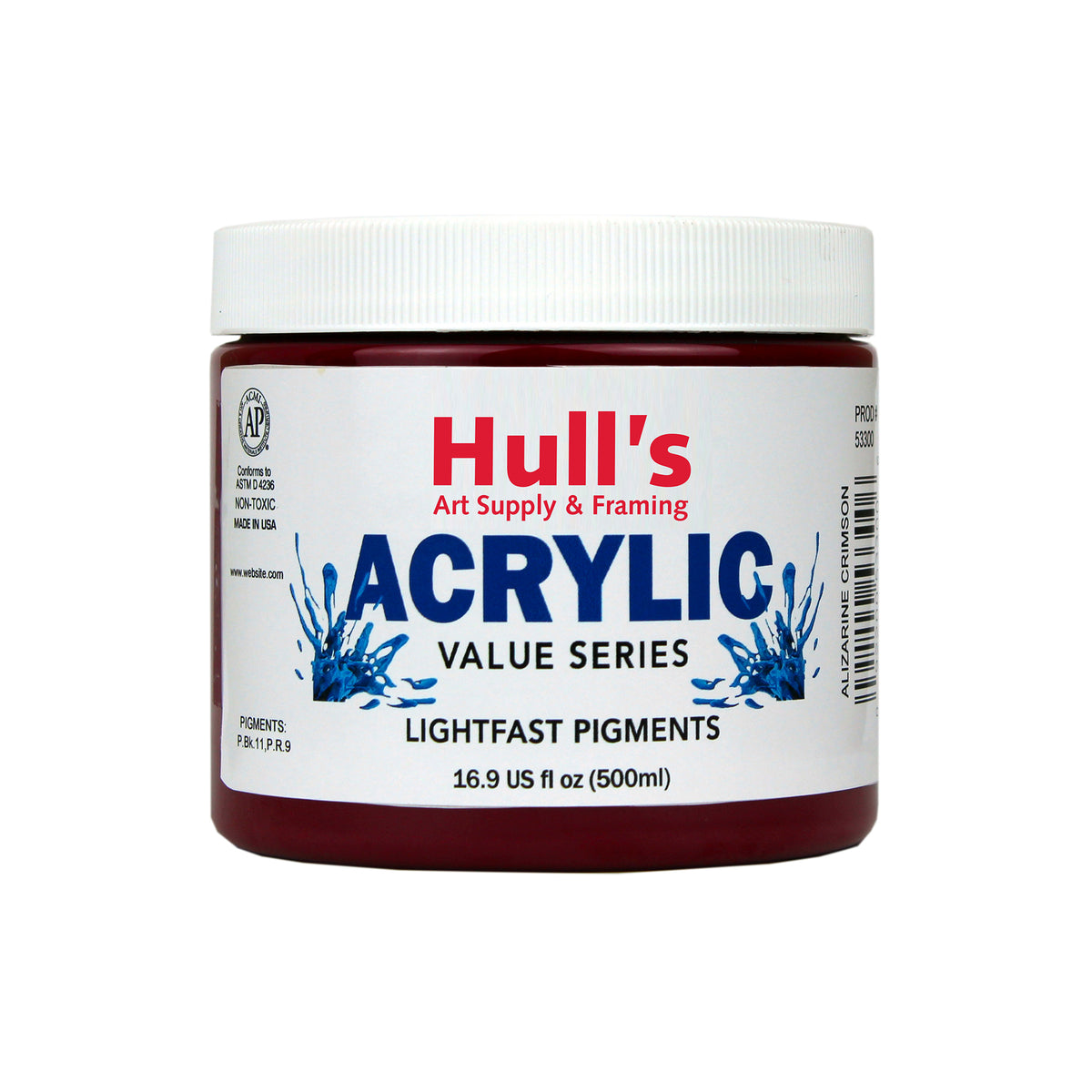 HULLS ACRYLIC 16oz JAR ALIZARINE CRIMSON