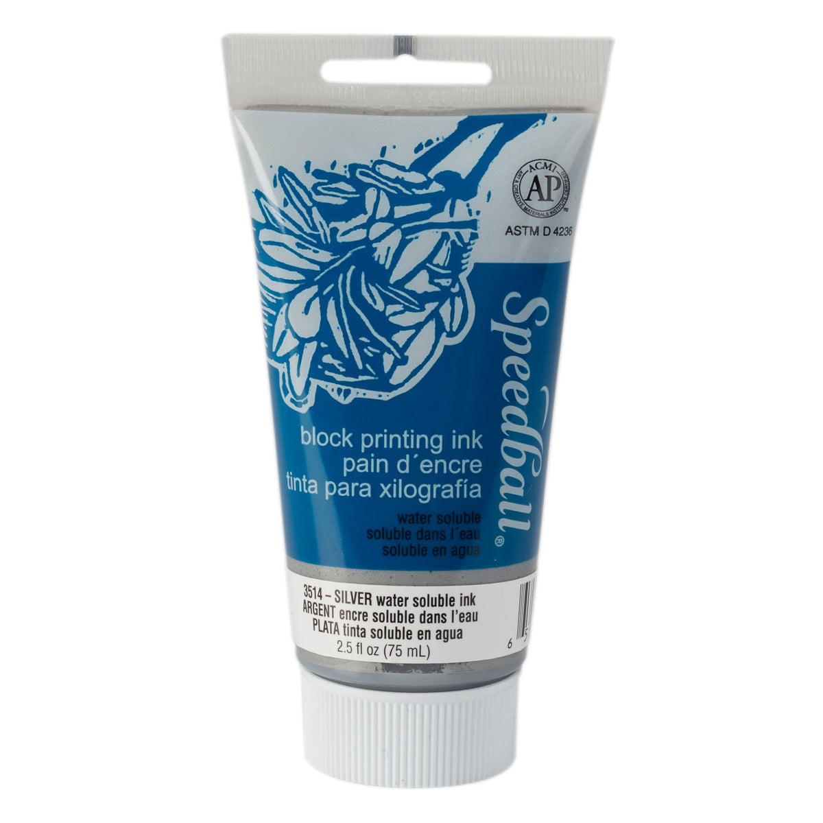 WATER-SOLUBLE BLOCK PRINTING INK 2.5oz SILVER