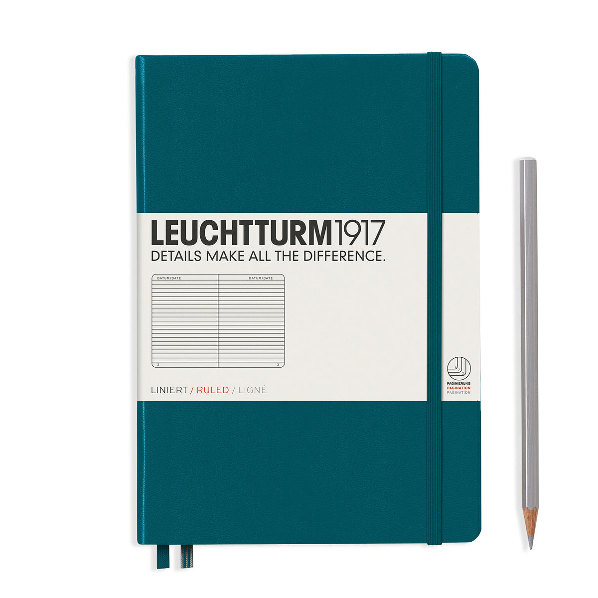 MEDIUM A5 NOTEBOOK RULED PACIFIC GREEN