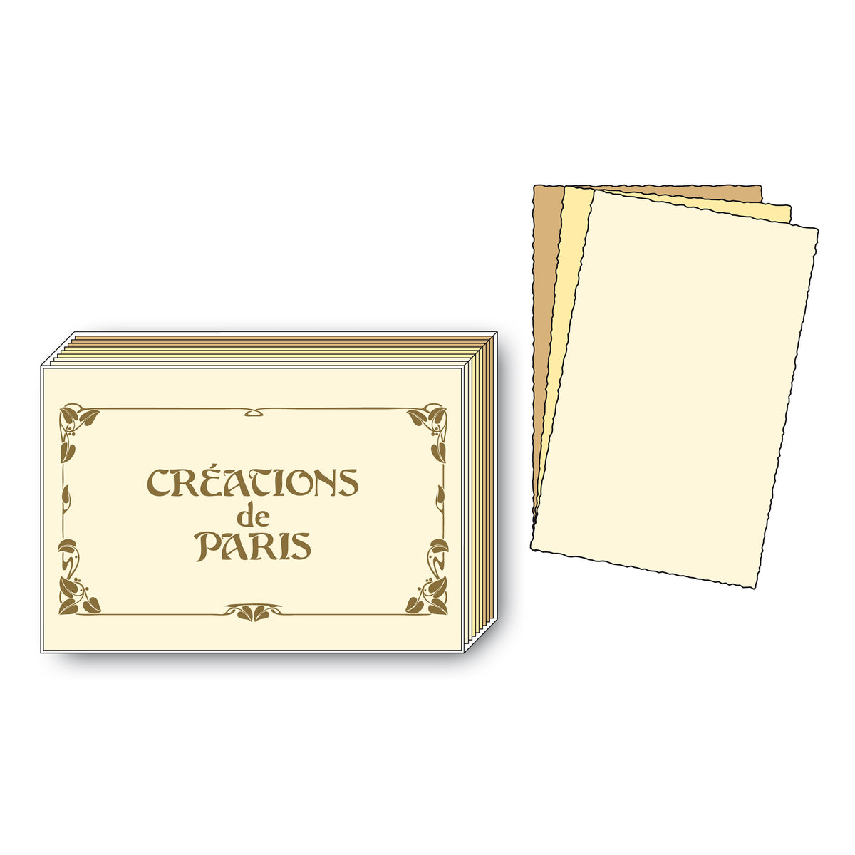 CREATIONS OF PARIS ASSORTED CARDS 12-PACK CREAM