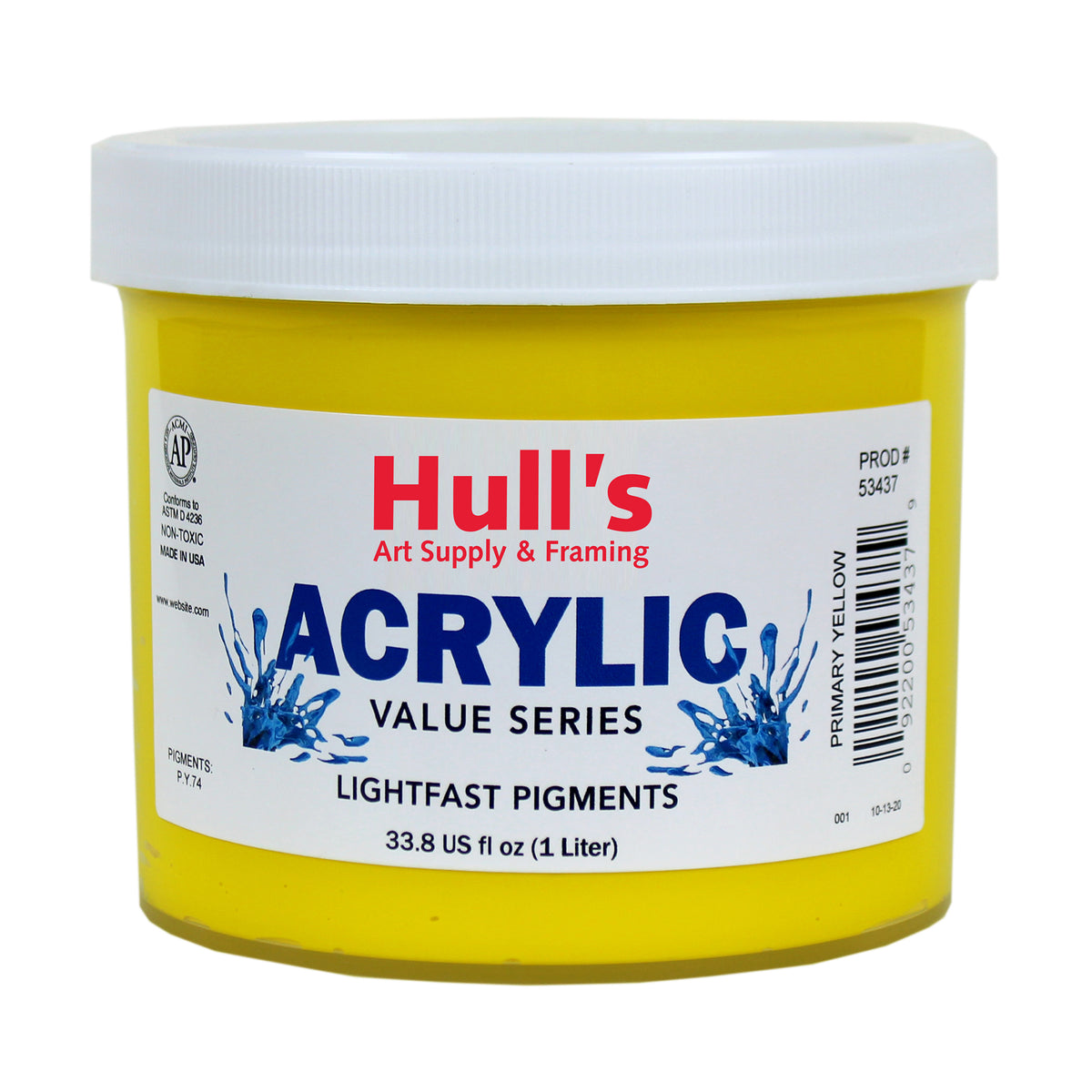 HULLS ACRYLIC 32oz JAR PRIMARY YELLOW