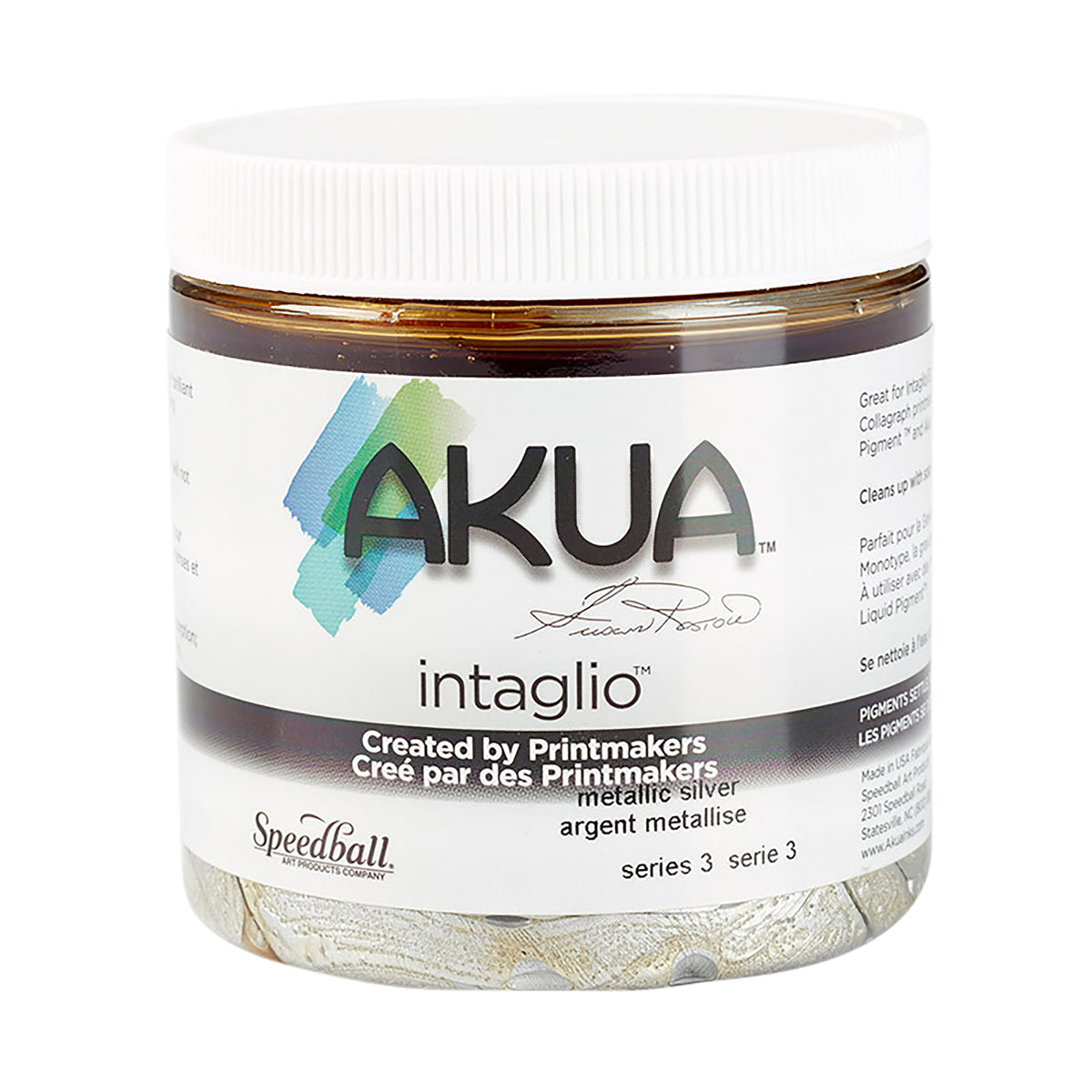 AKUA INTAGLIO INK BONE 8oz METALLIC SILVER