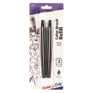COLOR BRUSH REFILL WATER SOLUABLE BLACK 2PK