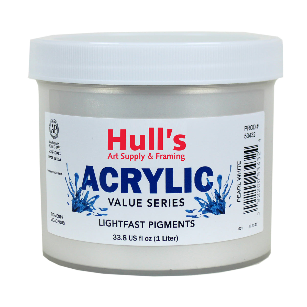 HULLS ACRYLIC 32oz JAR PEARL WHITE