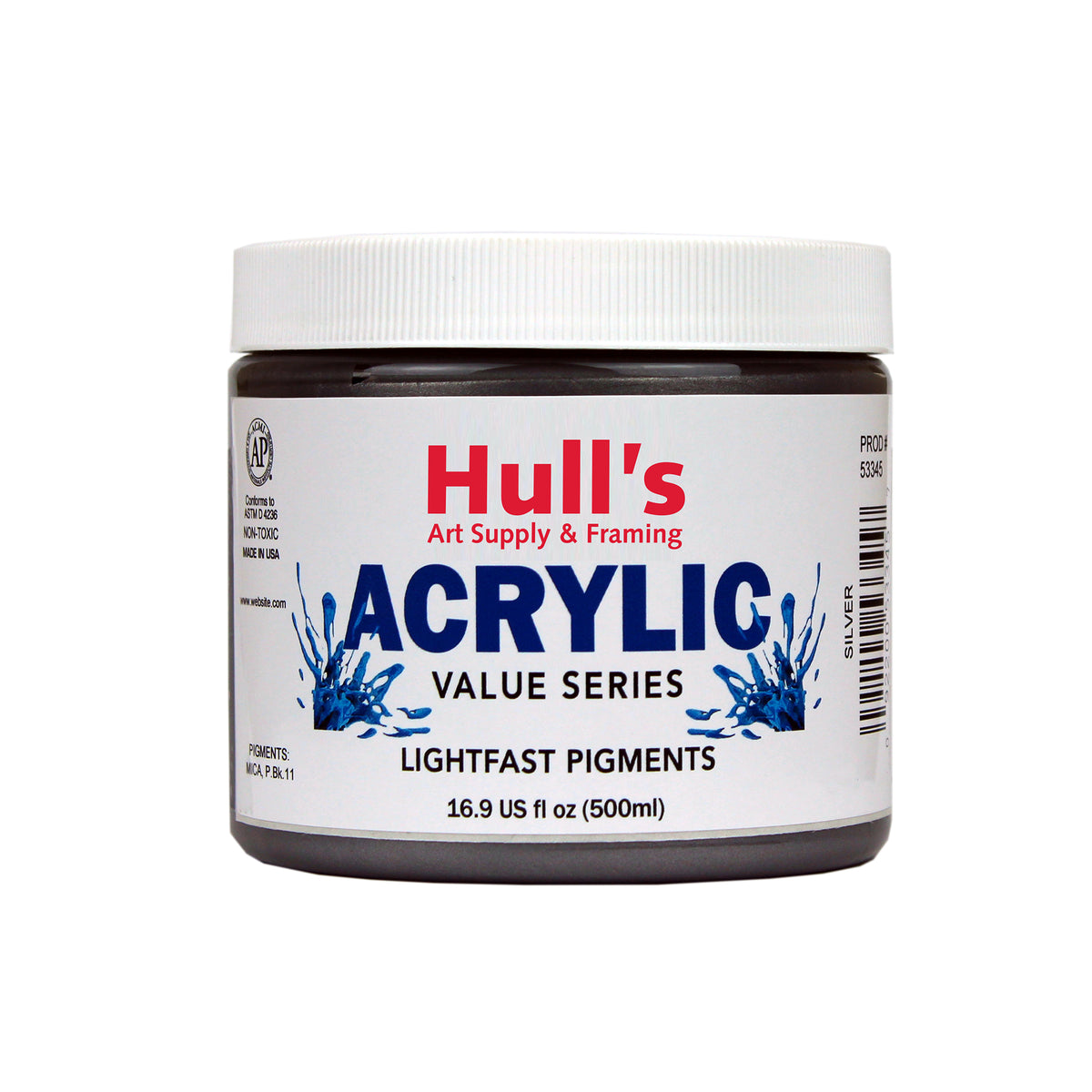 HULLS ACRYLIC 16oz JAR SILVER