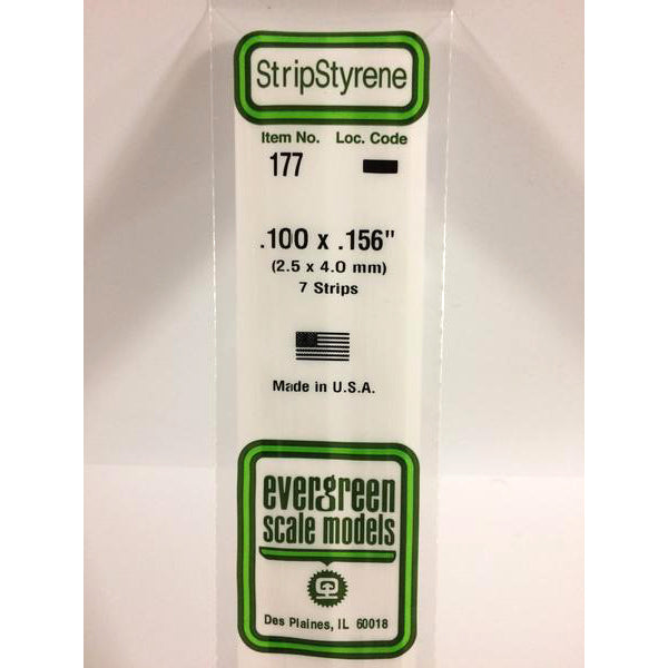 POLYSTYRENE STRIP OPAQUE WHITE .100 X .156 x 14&#39;&#39;