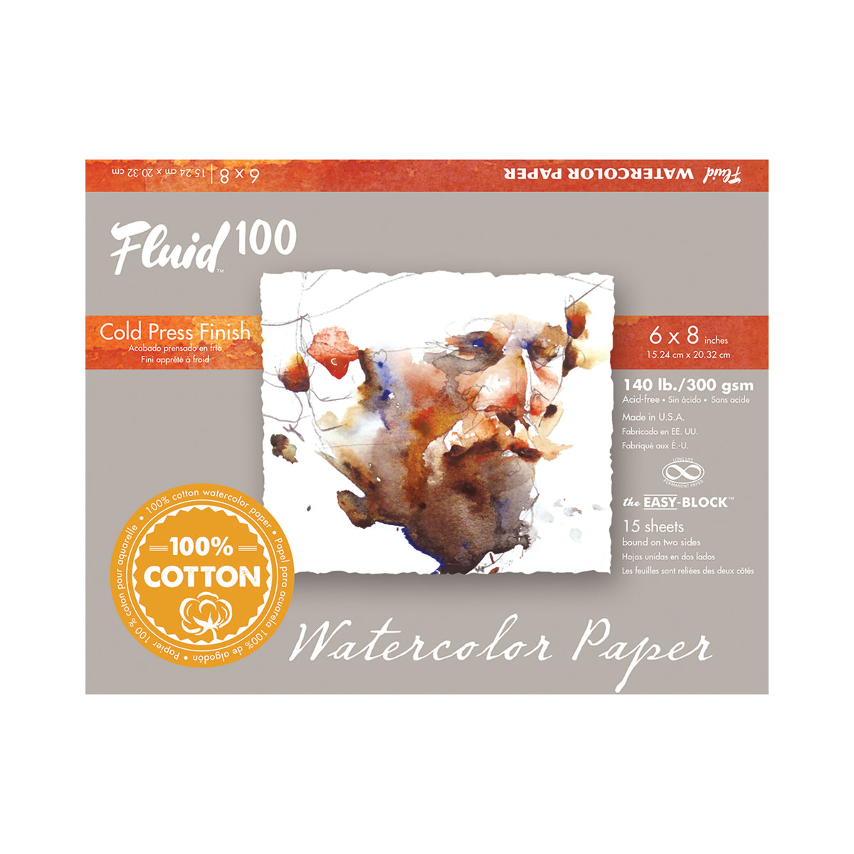FLUID 100 WATERCOLOR BLOCK COLD-PRESSED 6&quot;x8&quot;