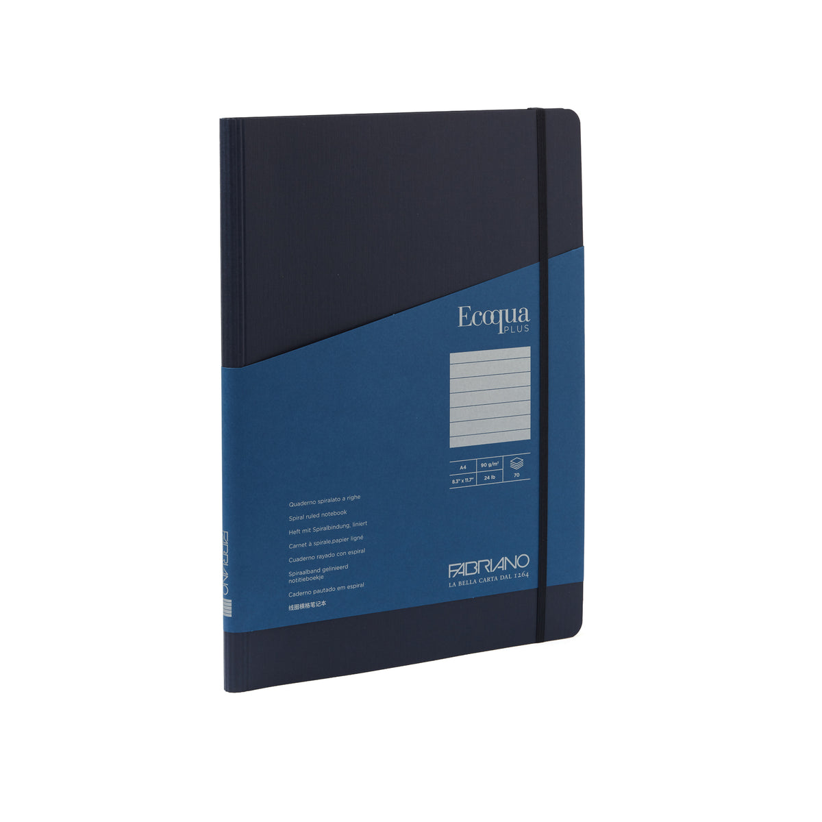 ECOQUA PLUS HIDDEN SPIRAL-BOUND A4 LINED NAVY