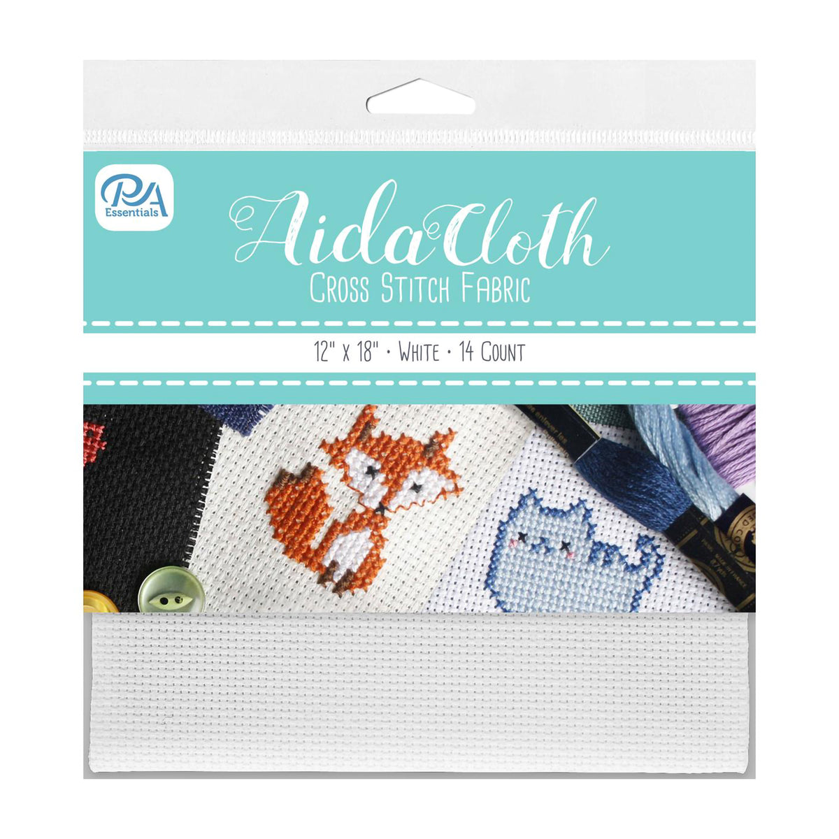 AIDA CLOTH - CROSS STITCH FABRIC WHITE 12X18