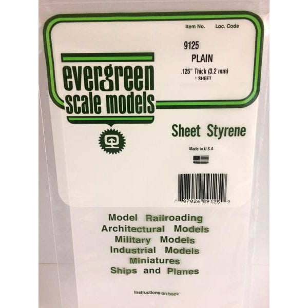 POLYSTYRENE SHEET PLAIN OPAQUE WHITE 6&quot; X 12&quot; X  .125