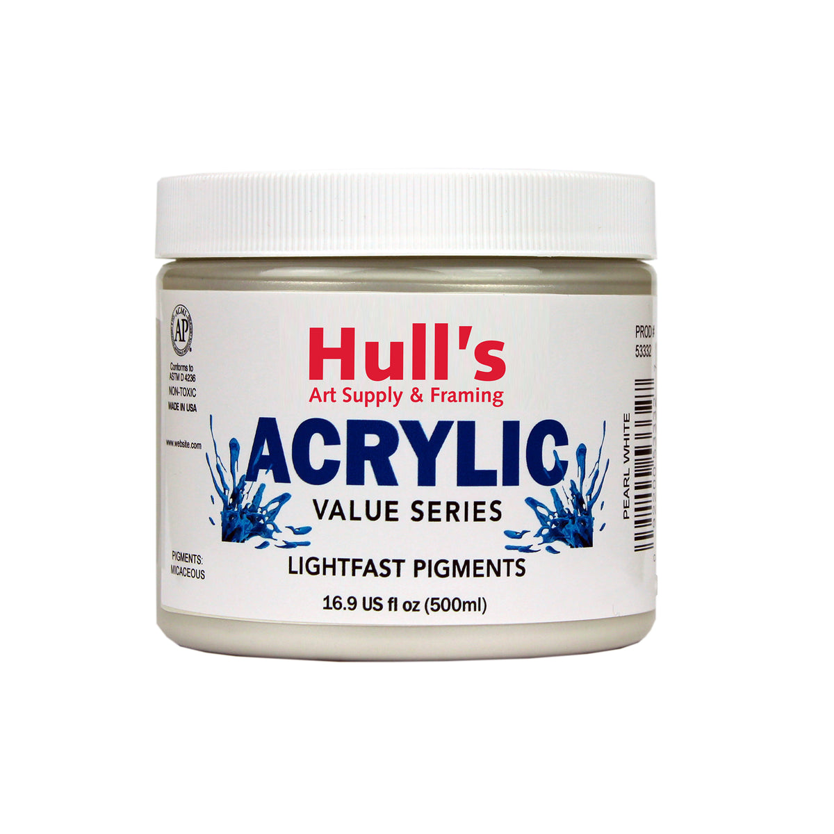 HULLS ACRYLIC 16oz JAR PEARL WHITE