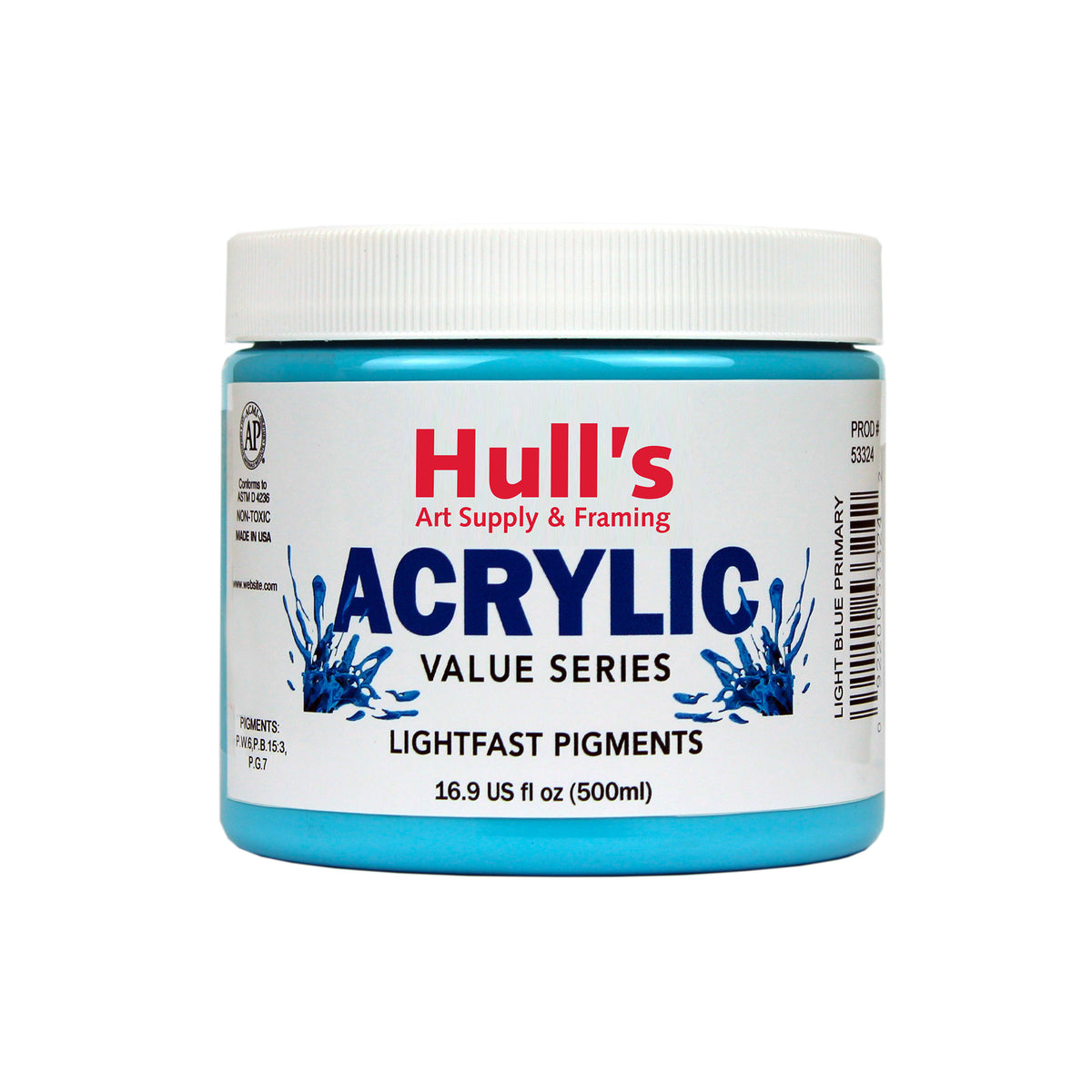 HULLS ACRYLIC 16oz JAR LIGHT BLUE PRIMARY