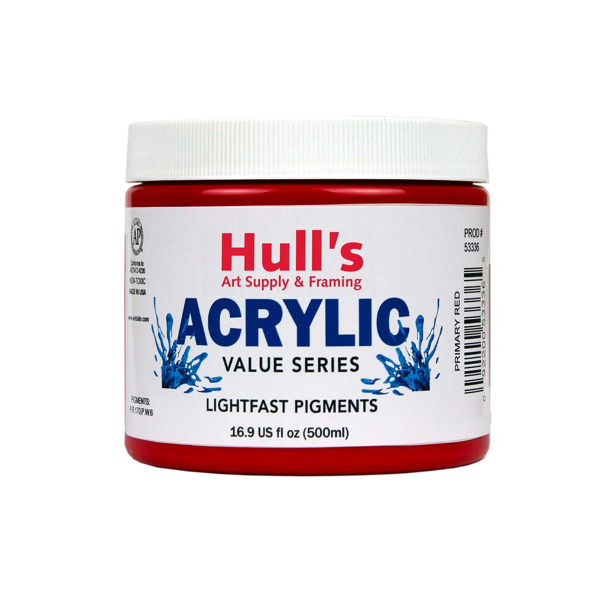HULLS ACRYLIC 16oz JAR PRIMARY RED