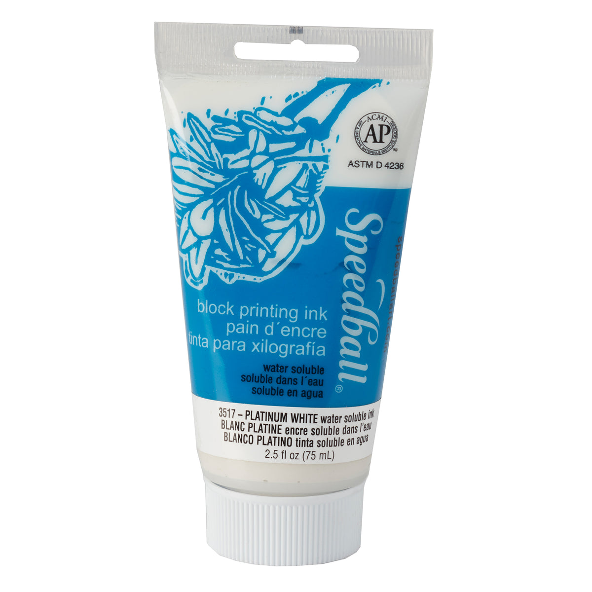 WATER-SOLUBLE BLOCK PRINTING INK 2.5oz PLATINUM WHITE