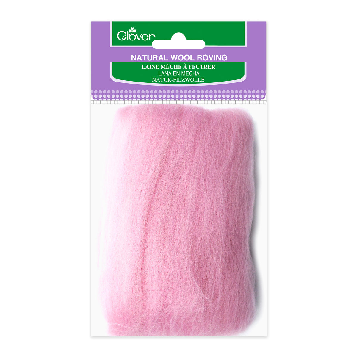 NATURAL WOOL ROVINGS PINK