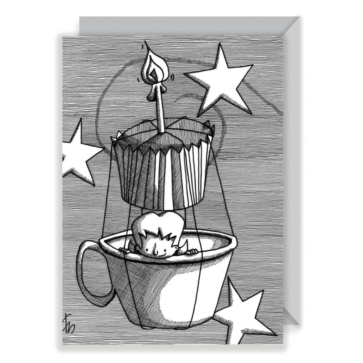 TWO CHAIR CARD - BIRTHDAY BALLON GIRL