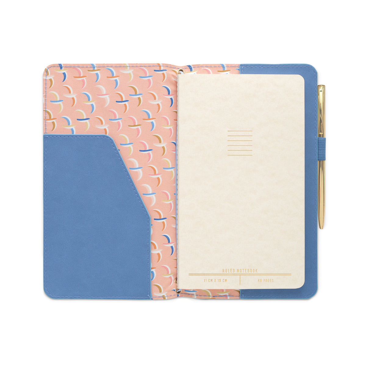 VEGAN LEATHER FOLIO NOTEPAD &amp; PEN CORNFLOWER BLUE
