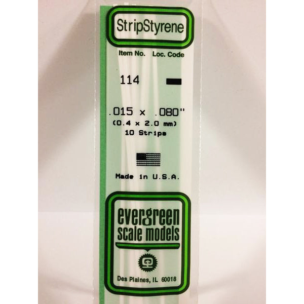 POLYSTYRENE STRIP OPAQUE WHITE .015 X .080 x 14&#39;&#39;