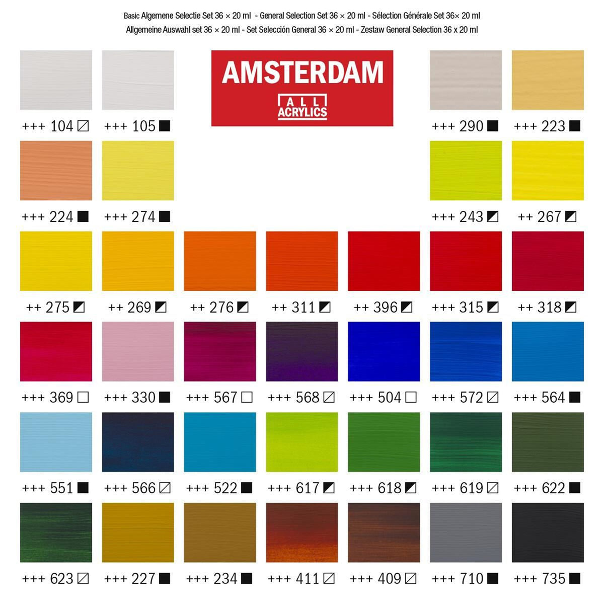 AMSTERDAM STANDARD ACRYLIC 36X20ML GENERAL SET