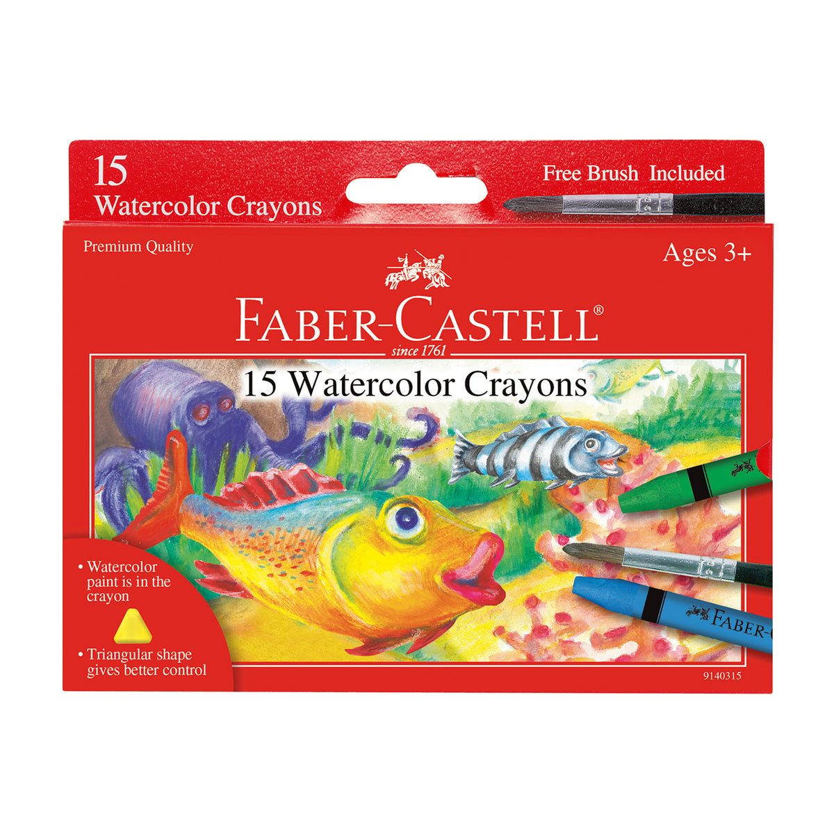 WATERCOLOR CRAYONS &amp; BRUSH 15PK
