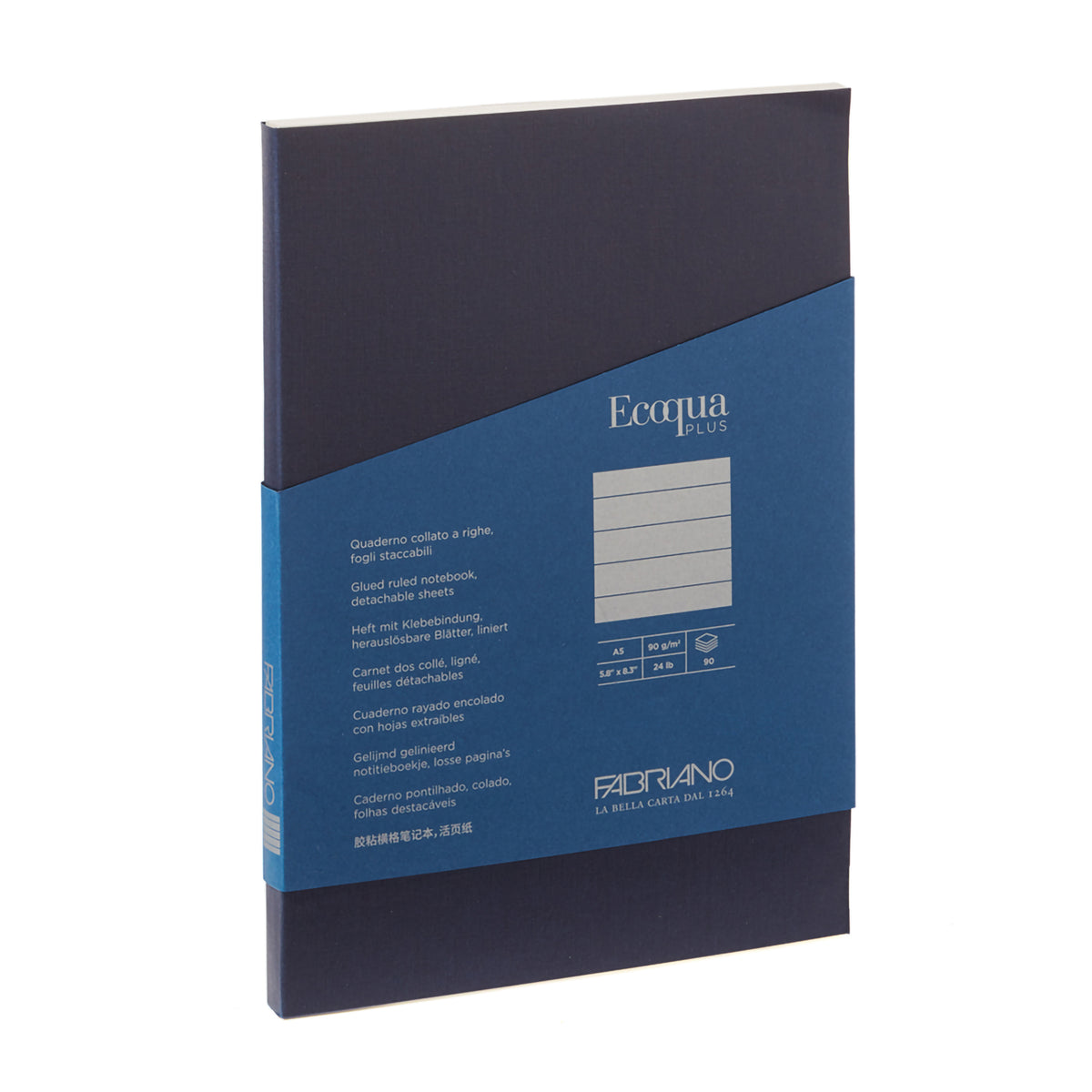 ECOQUA PLUS GLUE-BOUND A5 LINED NAVY