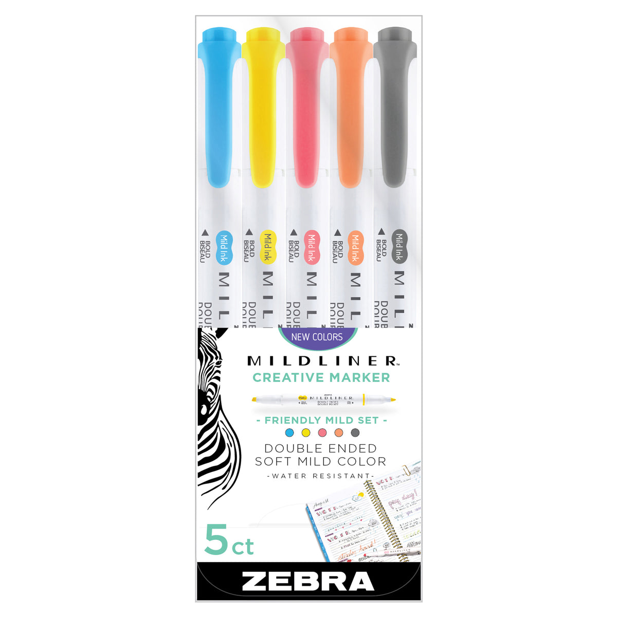MILDLINER DOUBLE ENDED HIGHLIGHTER REFRESH COLORS SET/5