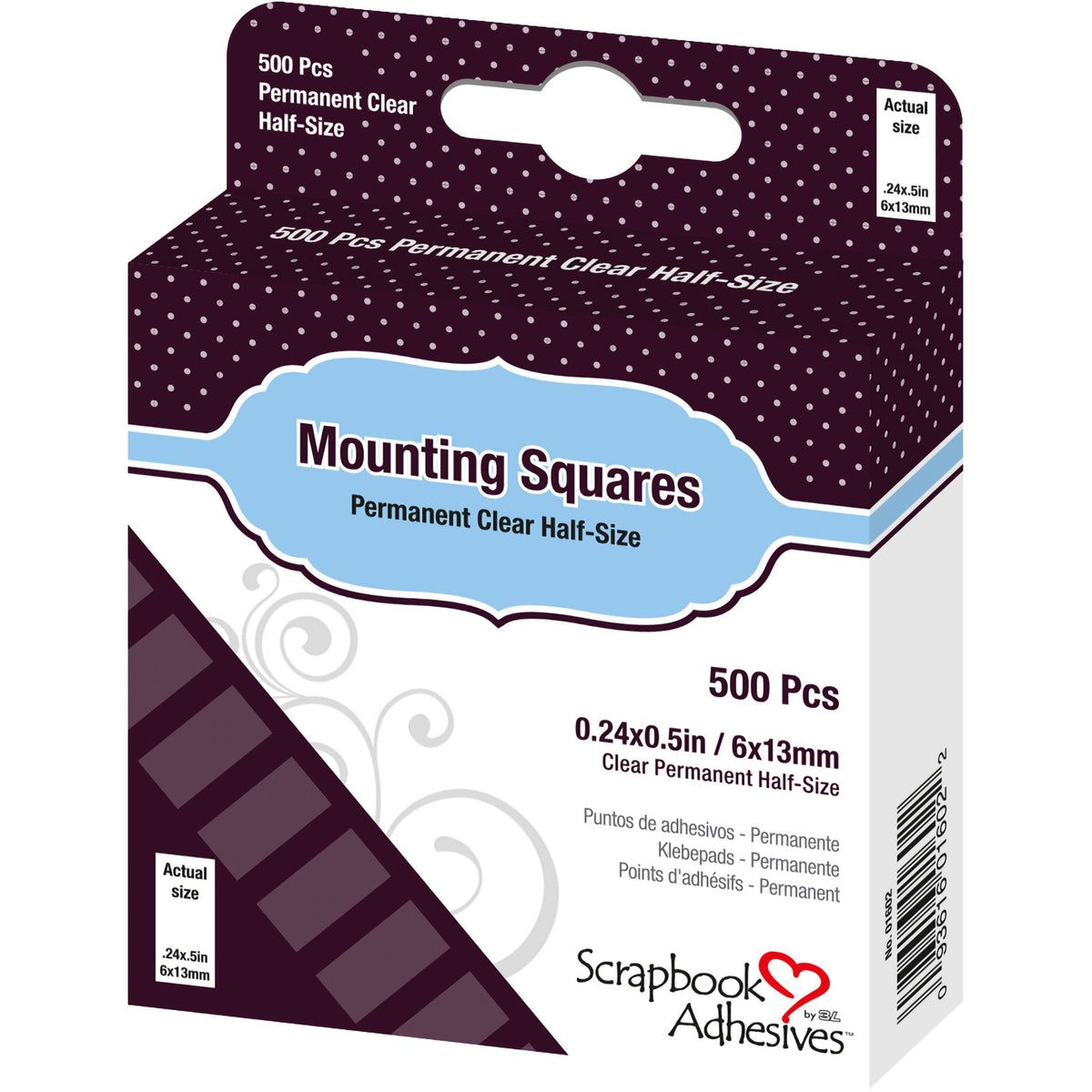MOUNTING SQUARES PERMANENT 500-PACK CLEAR