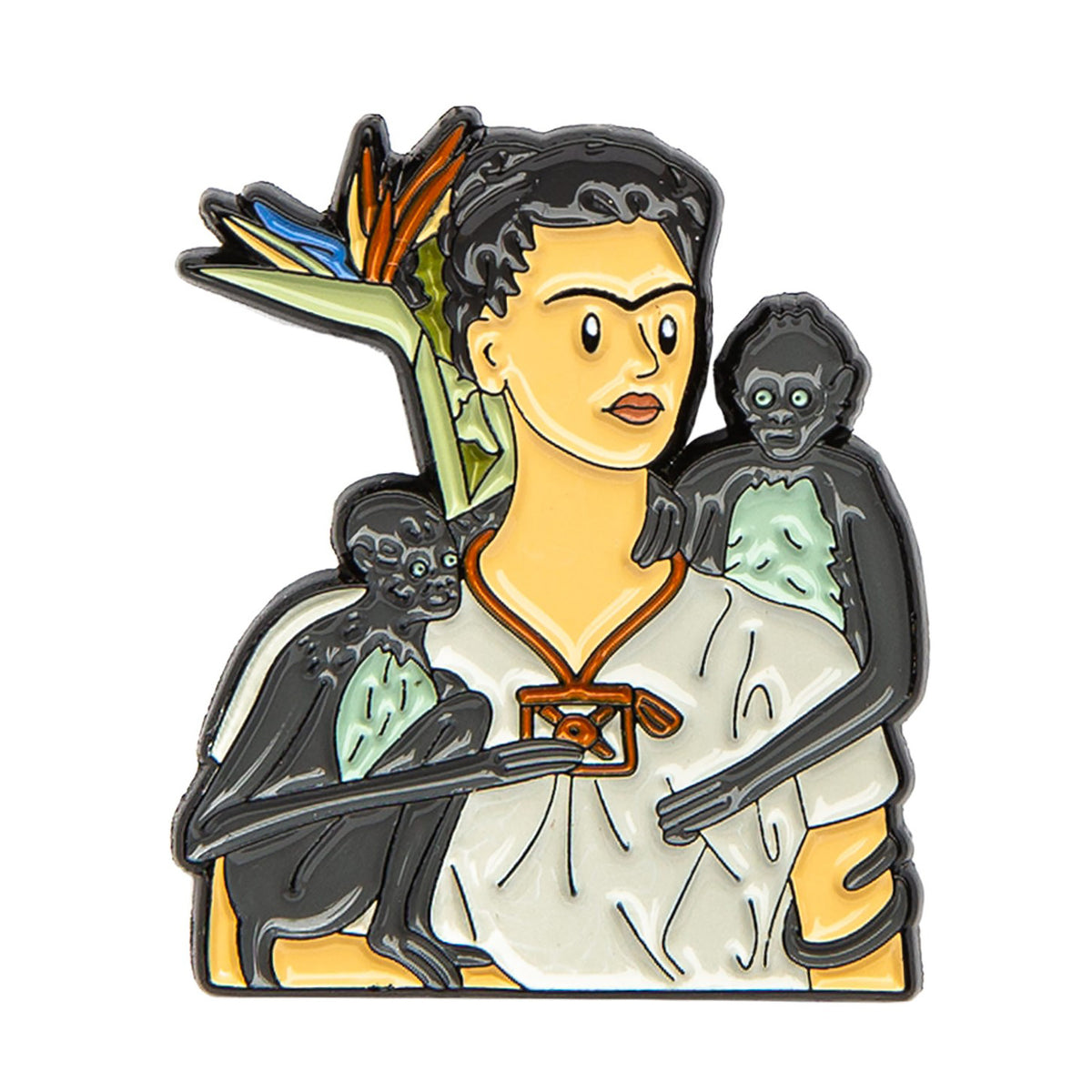 ART HISTORY ENAMEL PIN - FRIDA WITH MONKEY
