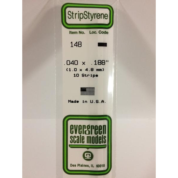 POLYSTYRENE STRIP OPAQUE WHITE .040 X .188 x 14&#39;&#39;
