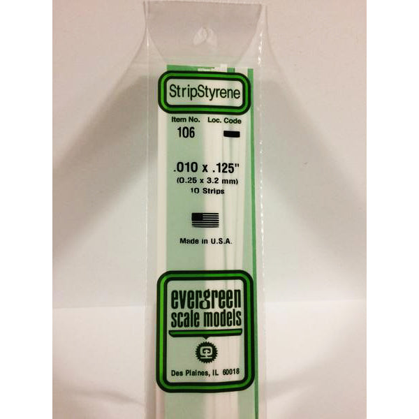 POLYSTYRENE STRIP OPAQUE WHITE .010 X .125 x 14&#39;&#39;