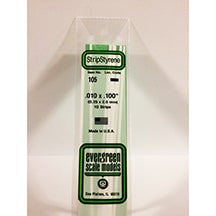 POLYSTYRENE STRIP OPAQUE WHITE .010 X .100 x 14&#39;&#39;