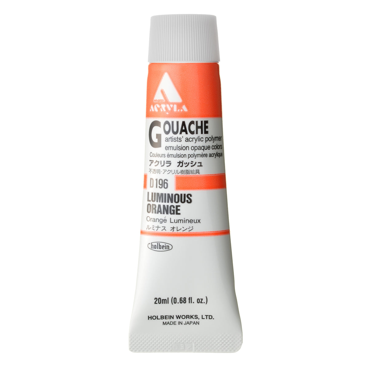 ACRYLA GOUACHE 20ML LUMINOUS ORANGE
