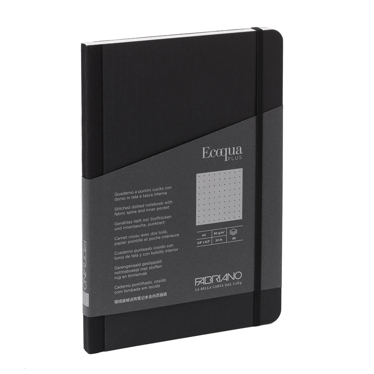 ECOQUA PLUS FABRIC-BOUND A5 DOTTED BLACK