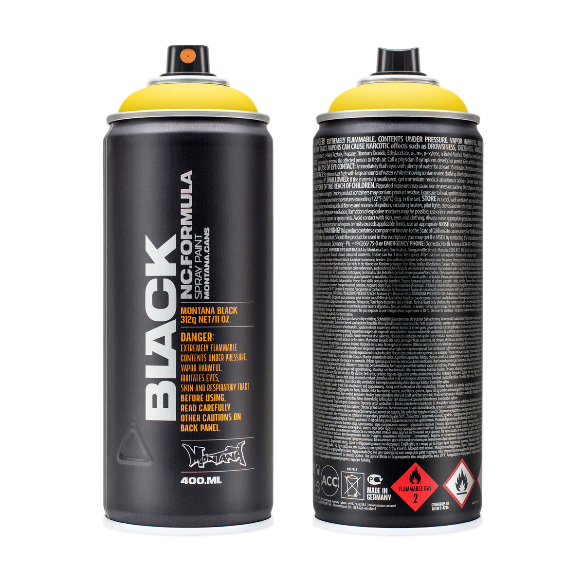 MONTANA BLACK HIGH PRESSURE SPRAY CAN KICKING YELLOW