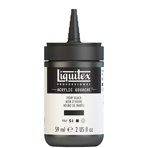 LIQUITEX ACRYLIC GOUACHE 59ml JAR IVORY BLACK