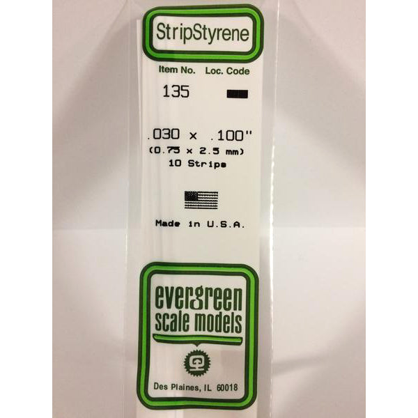 POLYSTYRENE STRIP OPAQUE WHITE .030 X .100 x 14&#39;&#39;