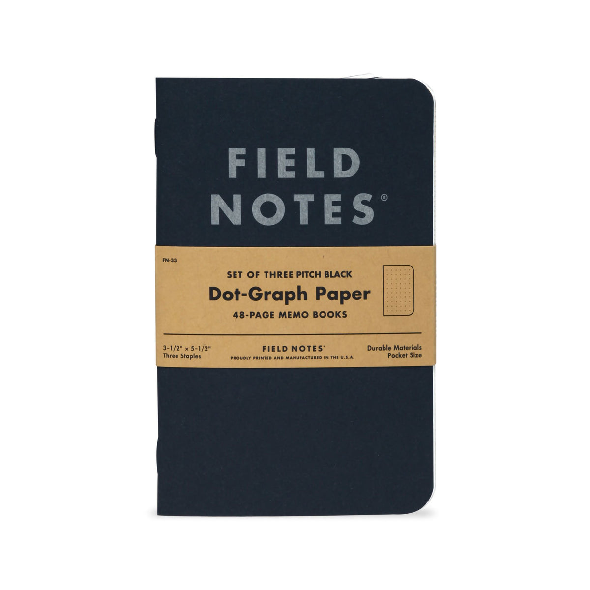 FN PITCH BLACK MEMO BOOK DOT-GRAPH 3PK