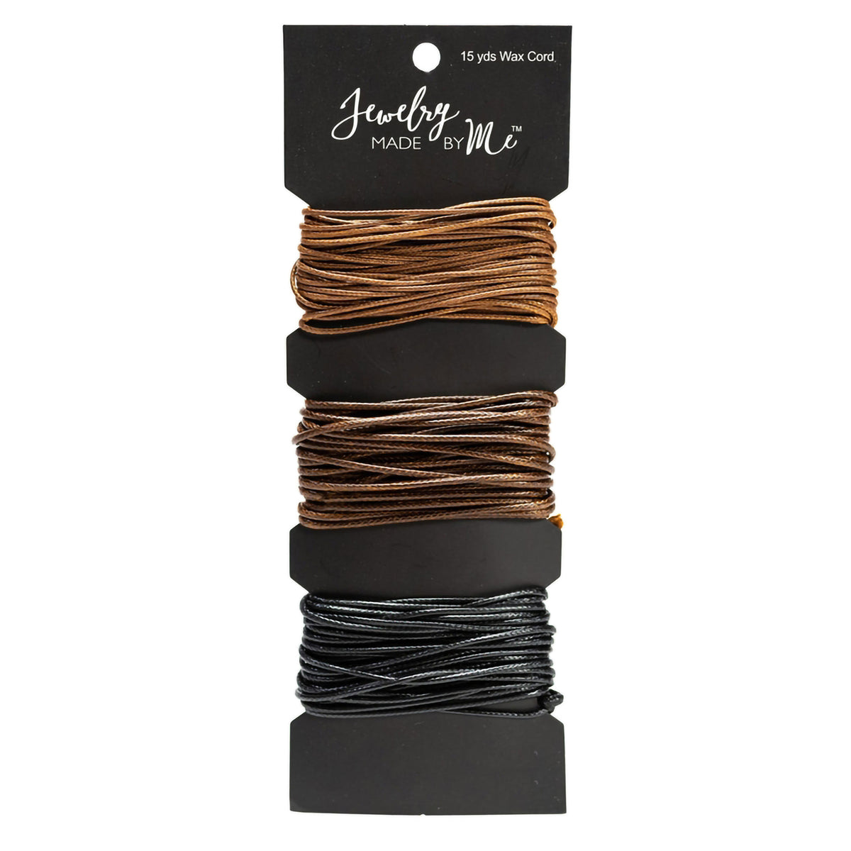 WAX CORD 15yd PACK TAN, BROWN, BLACK