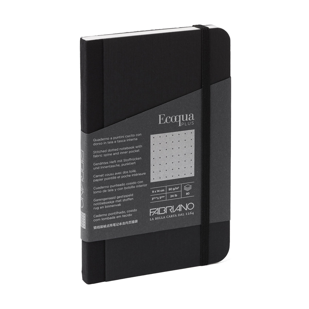 ECOQUA PLUS FABRIC-BOUND 3.5&quot;x5.5&quot; DOTTED BLACK