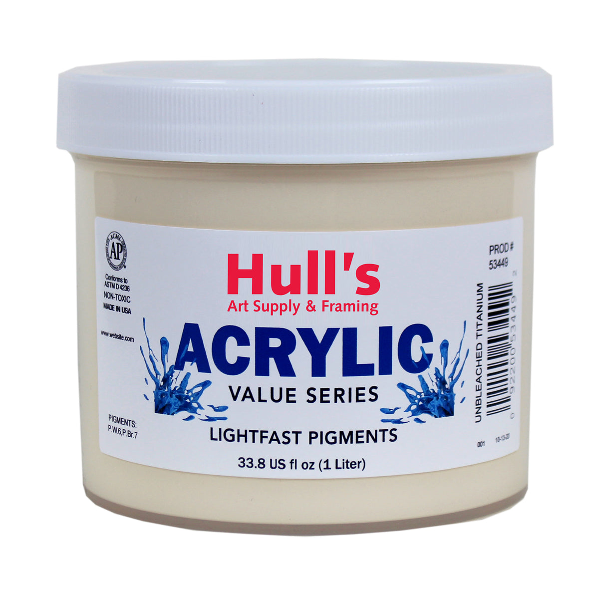 HULLS ACRYLIC 32oz JAR UNBLEACHED TITANIUM