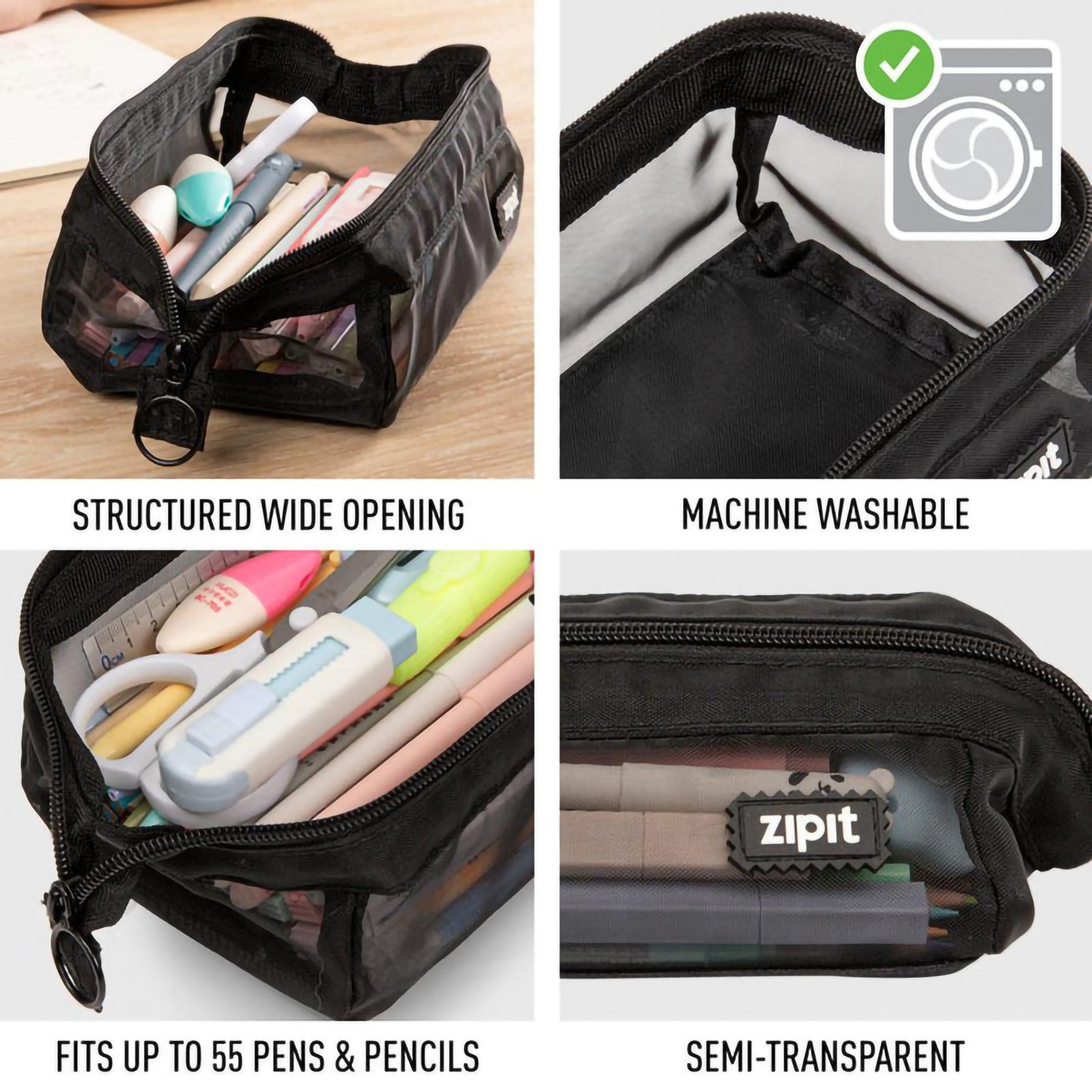 LENNY MESH PENCIL CASE - BLACK