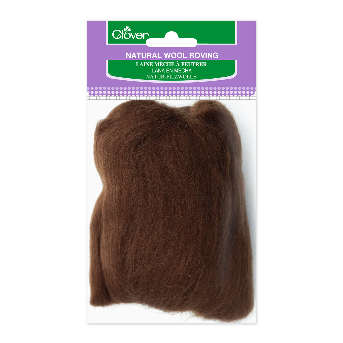 NATURAL WOOL ROVINGS BROWN