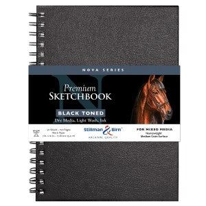 NOVA SKETCHBOOK WIREBOUND BLACK 7x10