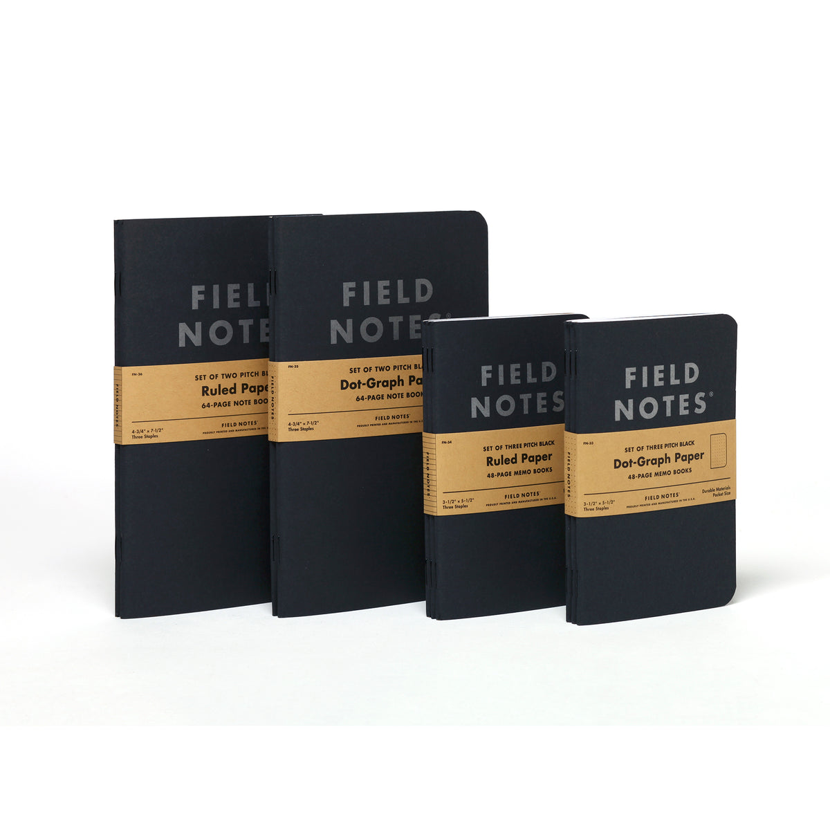 FN PITCH BLACK MEMO BOOK RULED 3PK