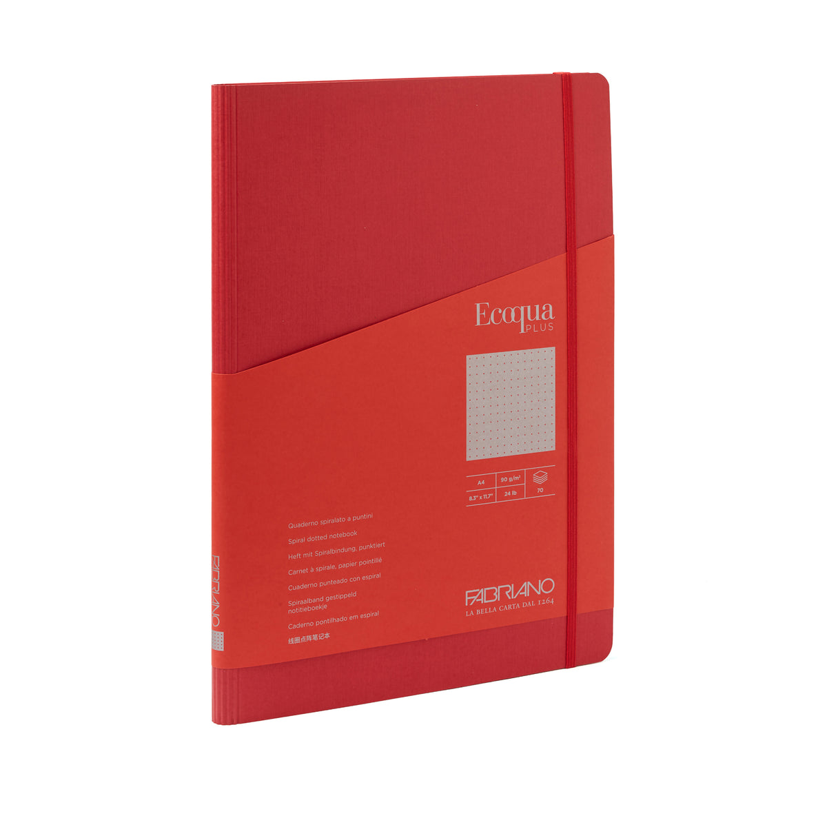 ECOQUA PLUS HIDDEN SPIRAL-BOUND A4 DOTTED RED