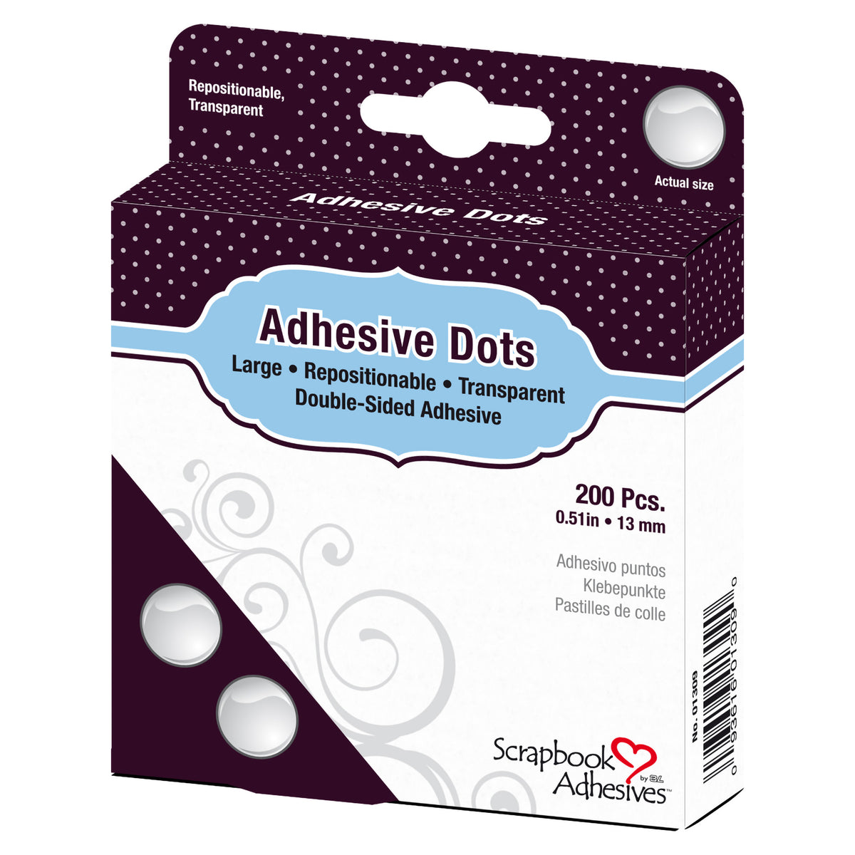 ADHESIVE DOTS REPOSITIONABLE 200-PACK LARGE