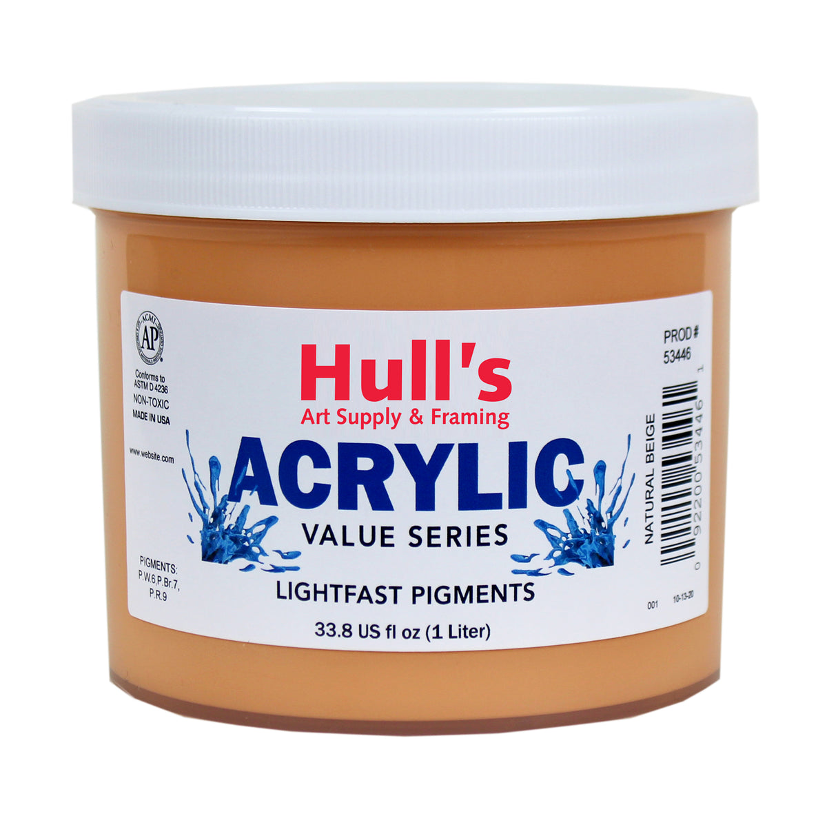 HULLS ACRYLIC 32oz JAR NATURAL BEIGE